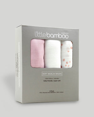 Little Bamboo Baby Muslin Wraps 3Pk