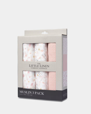 Little Linen Baby Muslin Wrap 3pk Prints